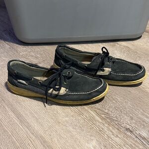 Navy blue sperry shoes